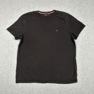 Tommy Hilfiger Tee Shirt Mens M Black Crew Neck Short Sleeve‎ Logo Classic